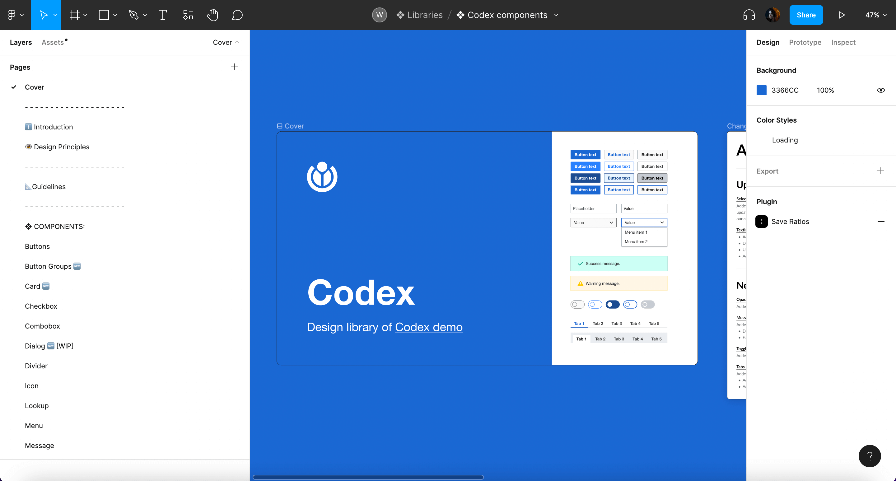 Codex Figma component library